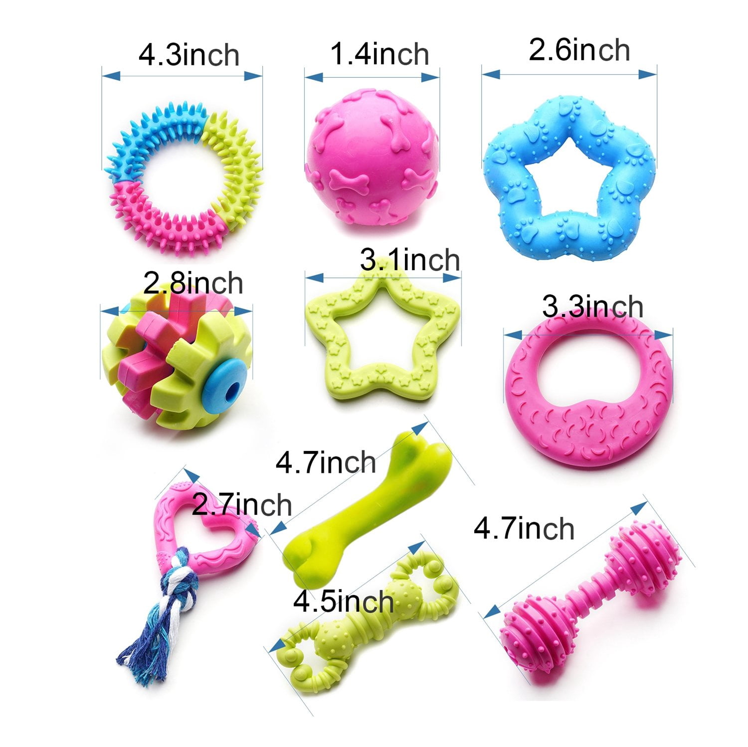 Small Dogs Puppy Toys 17pack Cute Variety Shape Multi Colors Designs To Bite Anytime Enjoy Supplies