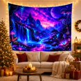 thumbnail image 3 of Cosmic Fantasy Landscape with Glowing Waterfall and Mushrooms Mystical Psychedelic for Space Lovers Celestial Wall Decor Halloween Gift Tapestry Wall Hanging for Bedroom Living Room Dorm, 3 of 7
