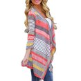 thumbnail image 3 of Topcobe Cardigans légers pour femme, Cardigan à manches 3/4 pour femme, Cardigans volants en tissu fin pour juniors, Pulls cardigan ouvert en tricot rouge/bleu pour dames, S-XL, 3 of 4