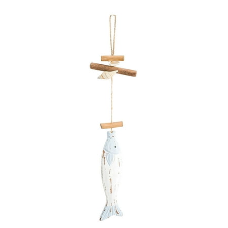 

Youpineg Hangs Antique Decorative Fish Skewers Wooden Mediterranean Fish Solid Wood Fish Carving Home Fish Carving Pendant (A)