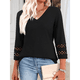 thumbnail image 4 of Blusas Elegantes e Informales de 3/4 para Mujer, Camisetas de Cuello en V A , Ropa de Verano 2025. Negro XXXL, 4 of 7