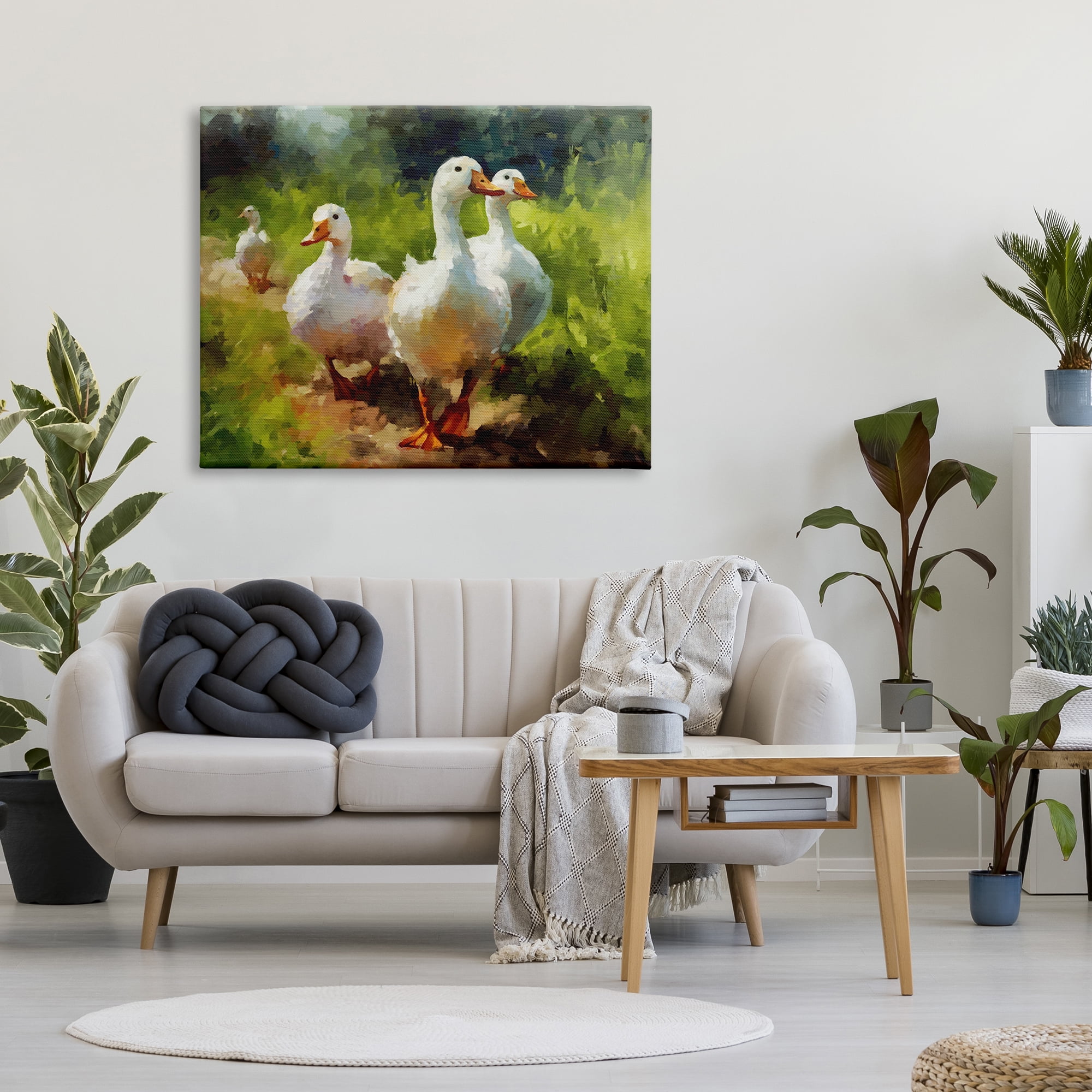 Stupell Industries Duck Family in Nature Animals & Insects Painting Gallery Wrapped Canvas Art Print Wall Art, 48 x 36