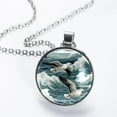 thumbnail image 2 of Seagull Glass Design Circular Pendant Necklace - Stylish Necklaces for Women, 2 of 5