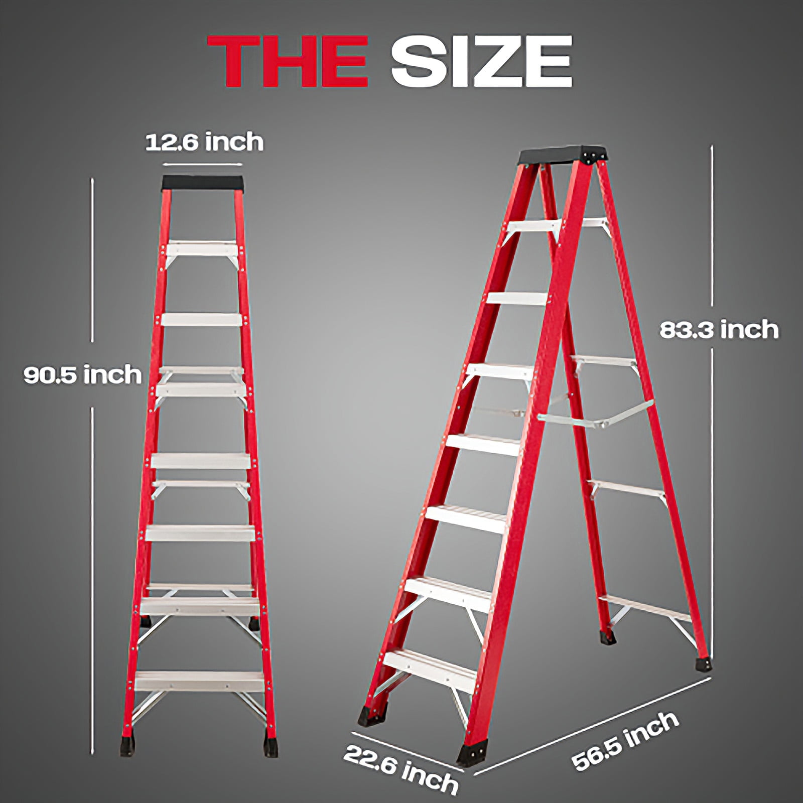 5-Step Foldable Step Ladder Stool with anti slip wide pedals, lightweight and easy to carry handle folding ladder, multi-purpose steel ladder for Kitchen, Household, 330LBS