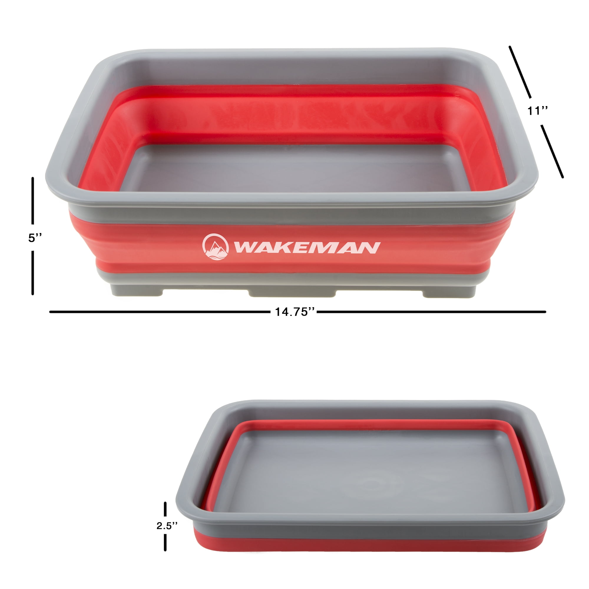 Collapsible Multiuse Wash Bin- Portable Wash Basin/Dish Tub/Ice Bucket with 10 L Capacity for Camping, Tailgating, More by Wakeman Outdoors