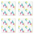 thumbnail image 1 of Abstract Coaster Set of 4, Memphis Style Modern Geometric Forms with Lines Colorful Triangles Graphic, Square Hardboard Gloss Coasters, Standard Size, Multicolor, by Ambesonne, 1 of 2