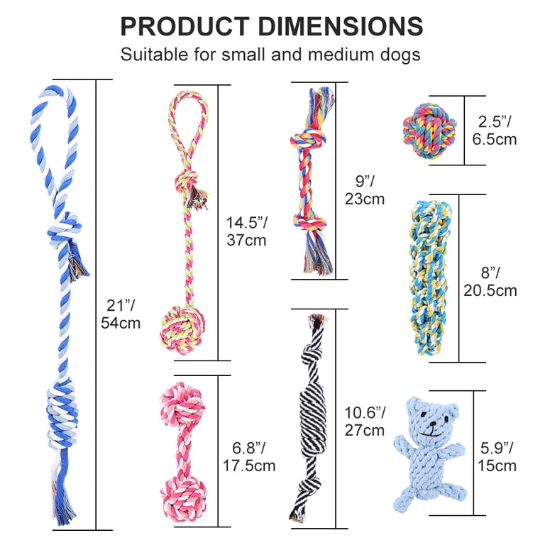 Plutus Pet Cotton Rope Chew Toys, 8-Pack for Dogs photo 2