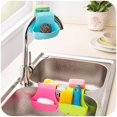 thumbnail image 5 of Juego de 2 soportes de esponja para fregadero doble, organizador de jabón para cepillos, cesta de almacenamiento de plástico para baño y cocina, azul, verde, 5 of 5