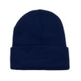 thumbnail image 1 of Ensemble de 3 Bonnets Longs Simples à Revers Skullies pour Hommes et Femmes (Bleu Marine), 1 of 2
