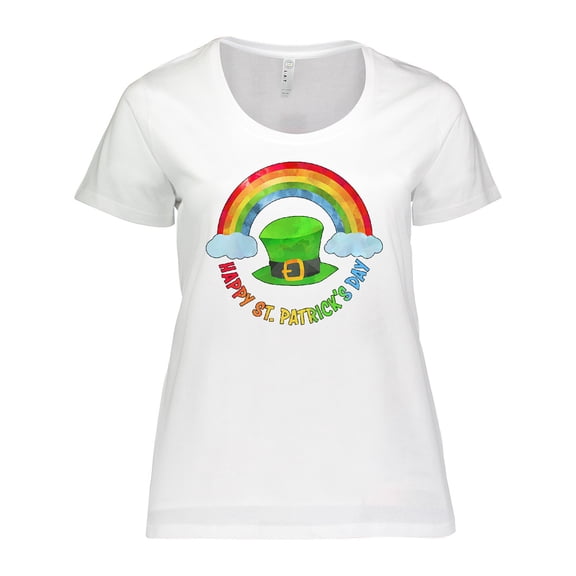 Inktastic Happy St. Patrick's Day Rainbow and Hat Women's Plus Size T-Shirt