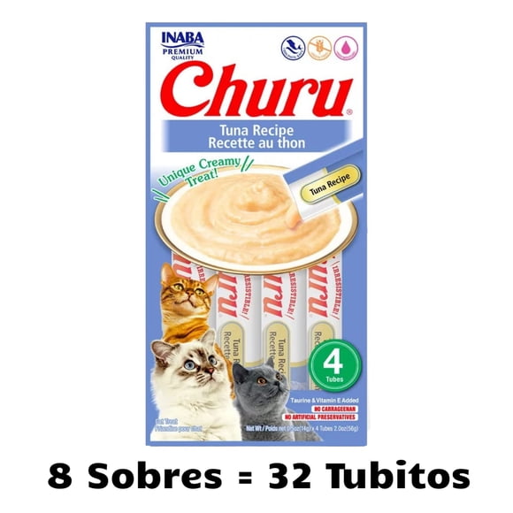 Exhibidor 8 Sobres Churu Atún Sobre con 4 Tubos de 14 g