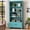 Ocean Blue, variant on Resenkos Bookshelf, Storage Shelf, Bookcase,6-Shelf Bookcase with Drawer, 71" Bookshelf with Solid Wood Legs,Ocean Blue
