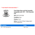 thumbnail image 2 of Front Brake Rotor and Hub Assembly - Compatible with 1997 - 1999 Chevy P30 1998, 2 of 2