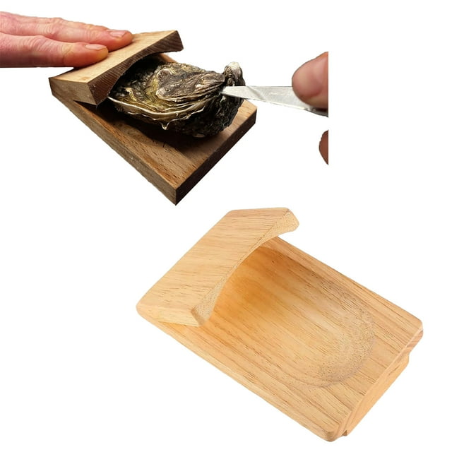 New Wooden Oyster Opener Tool - Safe & Convenient Shucking Clamp with Non-Slip Design, Hand Protector for Easy Seafood Preparation, 13x8x8cm Kitchen Accessory for Home Chefs