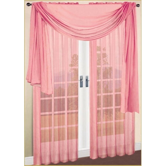 Elegant Comfort 2 Piece Solid SHEER PANEL with ROD POCKET - Window Curtain 60-inch width X 84-inch Length - Dusty Rose Pink