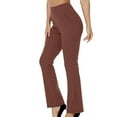 thumbnail image 5 of RYRJJ Women Flare Dress Pants High Waist Stretchy Straight Leg Bootcut Pants Trousers Pull On Work Slacks for Office Business Casual(Brown,S), 5 of 8