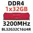 thumbnail image 1 of CrucialBallistix DDR4 32 Go RAM Mémoire de Bureau Gradateur pour PC, 3200 MHz,BL32G32C16U4R, 1 of 4