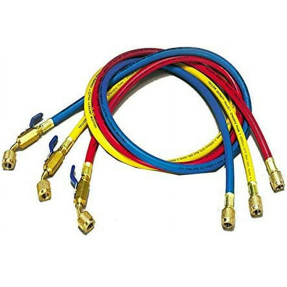 Yellow Jacket 29806, 72″, 3 pack, Black, Compact Ball Valve, Plus II 1/4″ Hose