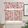 thumbnail image 2 of Christmas Red Kitchen Curtains and Valances Set, Rod Pocket Curtains Tier Farmhouse Window Curtains 24 Inch Length, Pine Tree Leaves Poinsettia Cone Retro 3 Piece Kitchen Curtains Set, 2 of 6