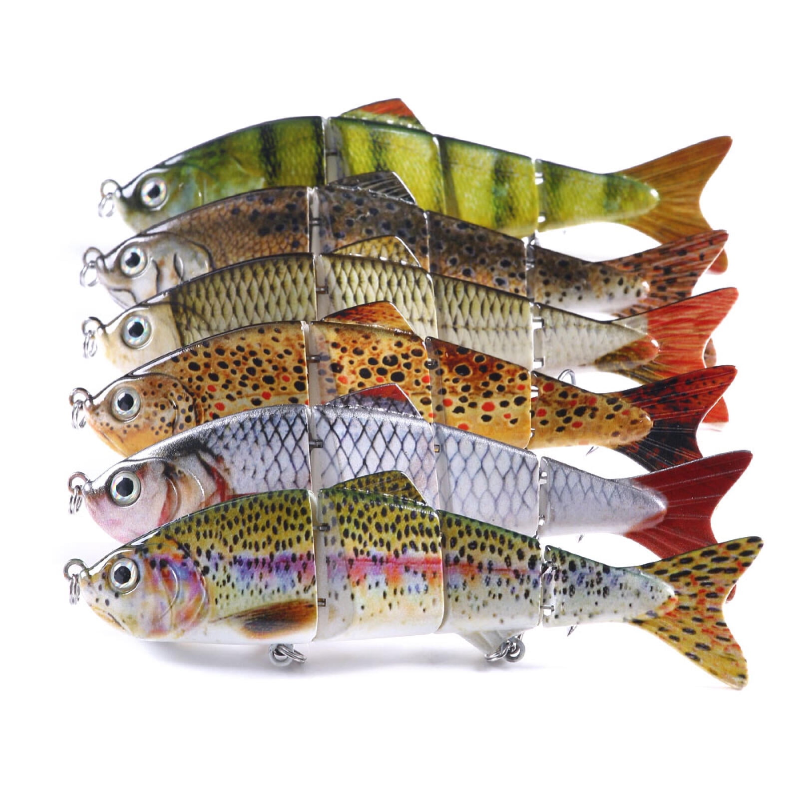 HENGJIA Fishing Lures 6pcs Multi Jointed Fish Fishing Kits Slow Sinking Lifelike Swimbait Freshwater and Saltwater for Trout Bass Lures, 4.72"/0.59oz