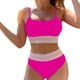 thumbnail image 2 of Augper Women's Swimsuit Sexy High Waist Solid Color Panel Colorful Bikini Swimsuit Solid Color Backless Split Steel Support Swimsuit Set, 2 of 3