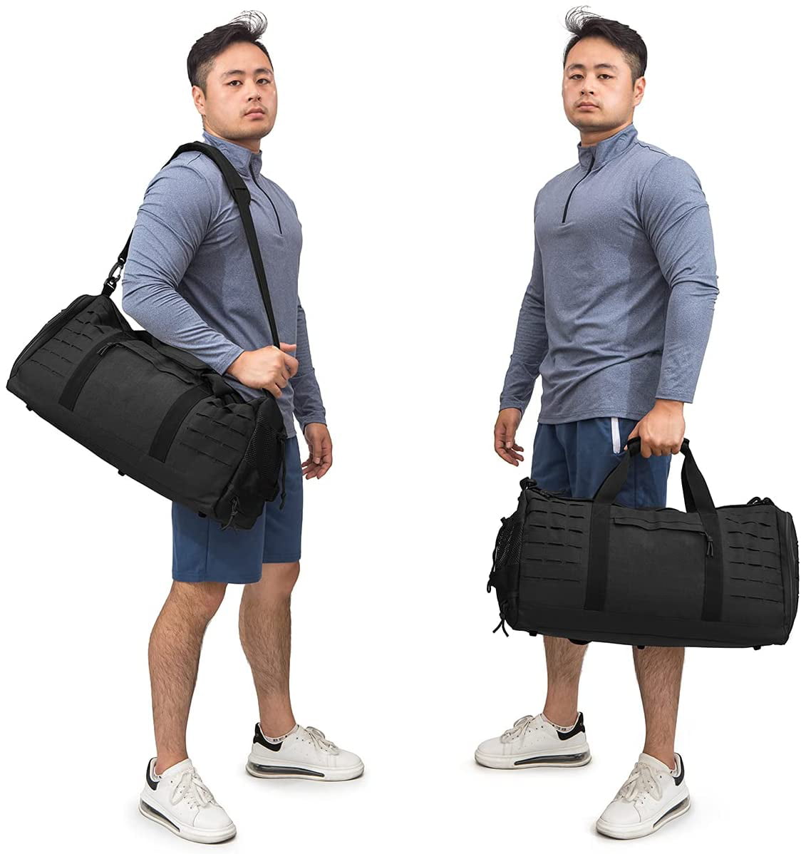 QT&QY 40L Military Tactical Duffle Bag For Men Sport Gym Bag Fitness Tote Travel Duffle Bag Training Workout Bag With Shoe Compartment Basketball Football Weekender Bag 