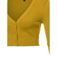 thumbnail image 4 of A2Y Women's Solid Cropped Bolero 3/4 Sleeve Button Down V-Neck Cardigan Sweater Honey L, 4 of 5