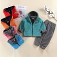 thumbnail image 5 of FNNMNNR 2PCS Boys Girls Clothes Sets Outfit for Kids Toddler Fall Winter Grain Velvet Hooded Jacket Tops+ Pants Thickened Sets 1-12Y, 5 of 7