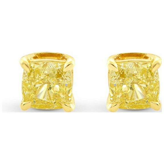 Paris Jewelry 14k Yellow Gold 3 Ct Square Created Yellow Sapphire Stud Earrings Jewelry for Women plated