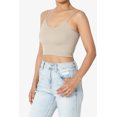 thumbnail image 3 of TheMogan Women's Solid Spaghetti Straps Ribbed Seamless Stretch Crop Cami Tank Top, 3 of 7