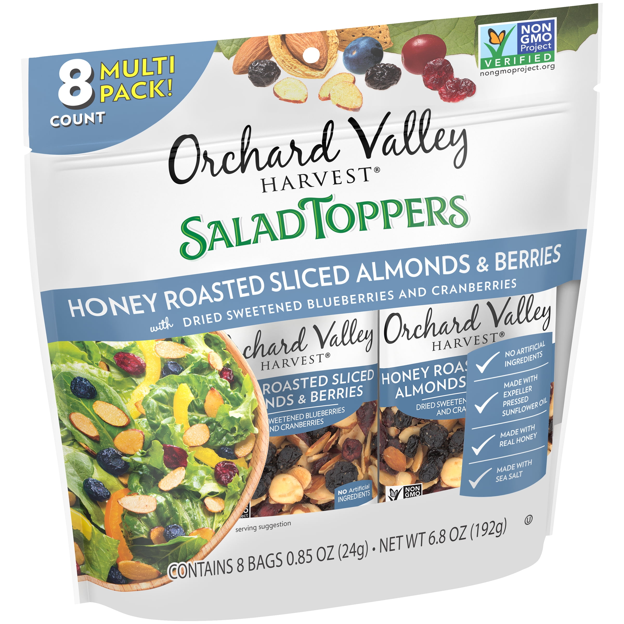 Orchard Valley Harvest Honey Roasted Sliced Almonds & Berries, 0.85 oz (Pack of 8)
