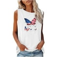thumbnail image 2 of Wycnly Womens 4th of July Tank Tops Comfy Loose Independence Day Patriotic Graphics Shirts Vest Summer Fashion Butterfly Flag Print Crewneck Sleeveless Blouse White l, 2 of 5