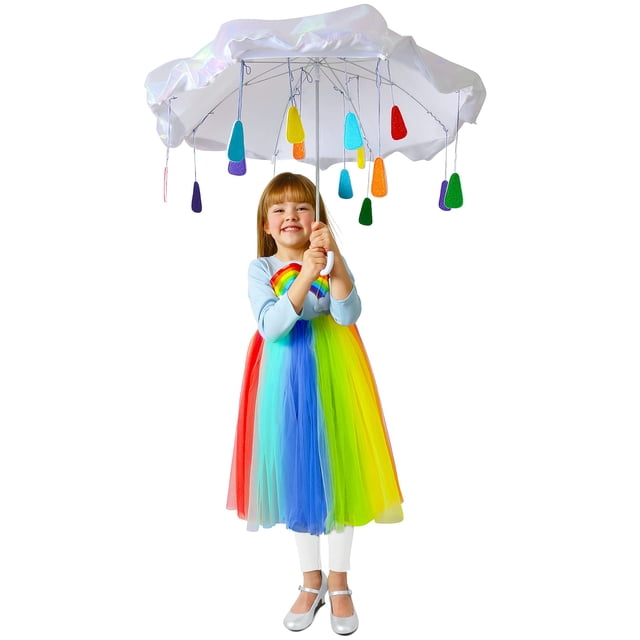 Princess Paradise Girl's Rainbow Raincloud Costume, Medium
