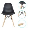 Elegant Black Plastic Dining Chairs with Wooden Legs Versatile Comfort
