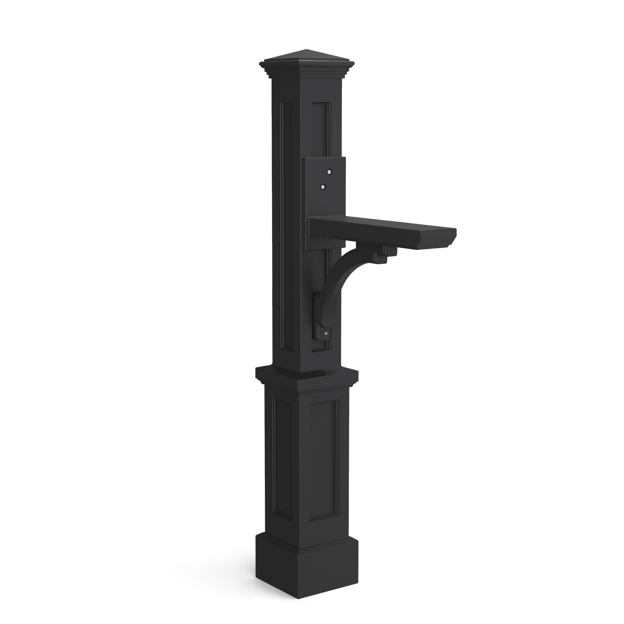 Mayne Newport Plus Single Mailbox Arm Mount Black Plastic Mailbox Post