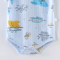 thumbnail image 5 of KPOPLK Baby Boys Bodysuit Pajamas Stripe Printed 0-18 Months Newborn Outfit Short Sleeve One-piece Pjs Clothing 0-12 Months Size 9-12 Months,Blue, 5 of 5