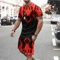 thumbnail image 2 of Honeeladyy Men's 2 Pieces Short Sets Cotton Henley Shirts Short Sleeve Casual Beach Shorts Summer Yoga Outfits #Pc-Red-XXXL, 2 of 5