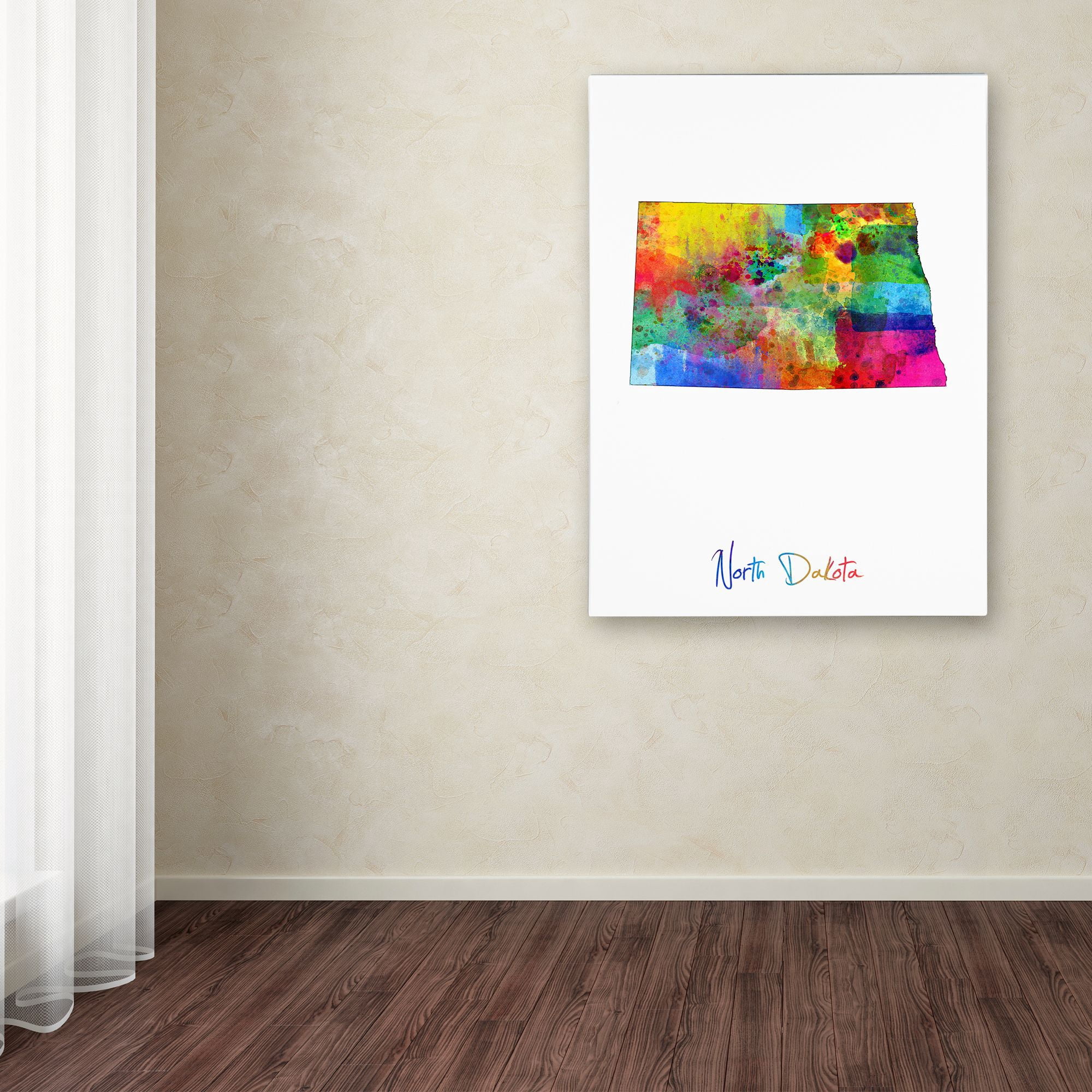 Trademark Fine Art "North Dakota Map" Canvas Art by Michael Tompsett