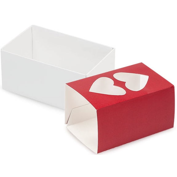 10 PK, Red Heart Macaron Cookie Box Set, 3.75 x 2.5 x 2" For Events, Birthday Parties To Upscale Events