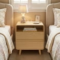 thumbnail image 6 of Nightstand with 2 Drawers, Round Corner Wood Nightstand, Bed Side Table with Charging Station, Bedroom Nightstand, Nature, 6 of 7