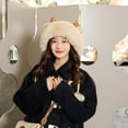 thumbnail image 3 of Chapeau de Seau pour les Femmes avec Fausse Fourrure et Corner de Cerf, 3 of 7