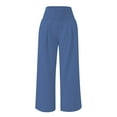 thumbnail image 4 of LIJCC Girls High Waisted Cotton Linen Palazzo Pants Wide Leg Casual Smocked Long Boho Flowy Pant Casual Vacation Outfits Elastic Lounge Trousers with Pocket, 4 of 4