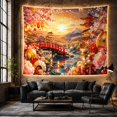 thumbnail image 6 of Japanese Landscape Sunset Over a Red Bridge and River Serene Japanese Inspired for Nature Lovers Asian Landscape Wall Art Housewarming Gift Tapestry Wall Hanging for Bedroom, Living Room and Dorm, 6 of 7
