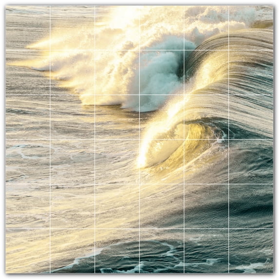 Picture-Tiles.com: Waves Ceramic Tile Wall Mural WAL501162-66L. 48"W x 48"H using (36) 8" x 8" Ceramic Tiles-Satin Finish