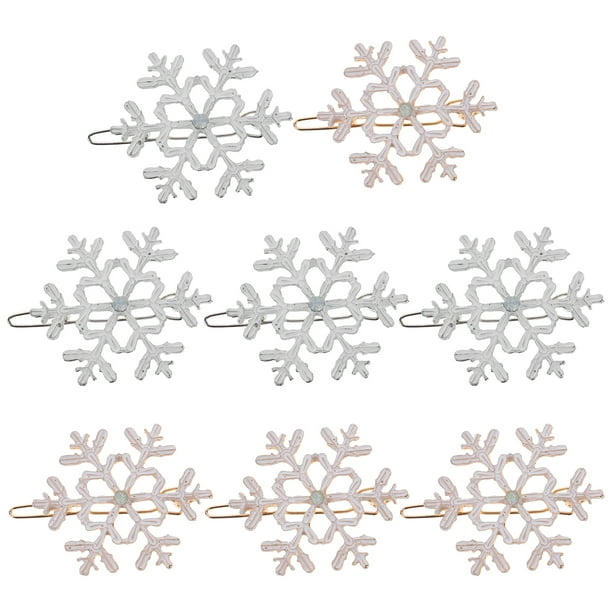 8 Uds. Pinzas para el pelo con forma de copo de nieve de Navidad, pasadores bonitos para el pelo