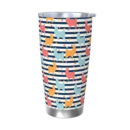 

Salouo Colorful Llama Print 20oz Tumbler with Lid Stainless Steel Vacuum Insulated Tumbler Durable Insulated Coffee Mug Thermal Cup with Splash Proof Sliding Lid-Without Straw