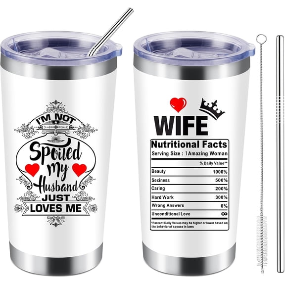 Gifts For Wife, Anniversary Romantic,Tumbler 20oz Drinking Mug for Women, Mothers Day Gifts for Wives (WIFE Nutrional)