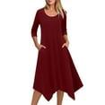 thumbnail image 3 of SHTXOZHI Women's Cocktail Dresses 3/4 Sleeve Crewneck A-Line Vintage Wedding Guest Dress, 3 of 9
