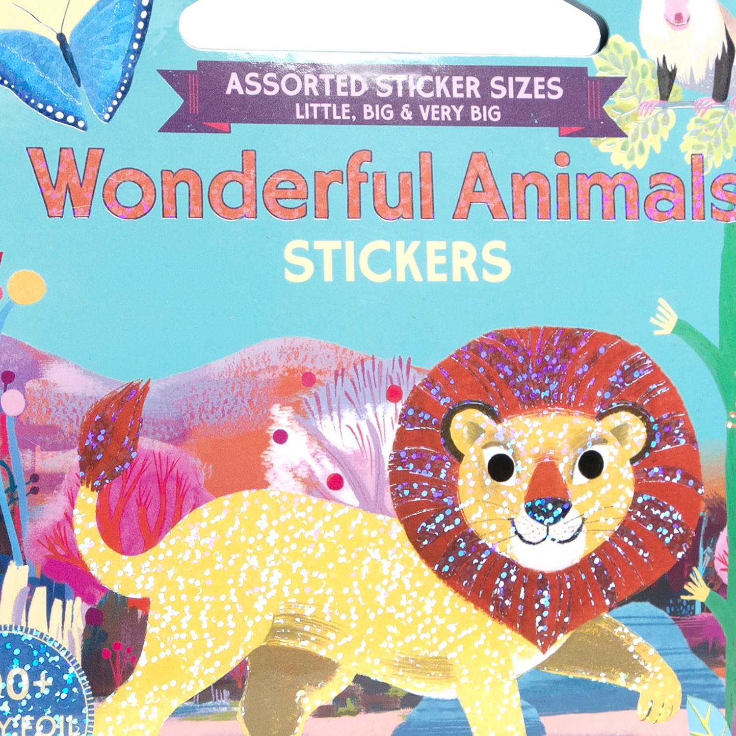 eeBoo: Wonderful Animals Shiny Sticker Book - 200+ Sparkling Stickers in 3 Sizes, Little-Big-Very Big, Carry Handle, Rainbow Foil, Kids Ages 3+
