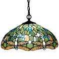 thumbnail image 5 of Tiffany Pendant Lighting for Kitchen Island Large Fixture Industrial Rustic Chandelier Swag Farmhouse 16" Sea Blue Stained Glass Dragonfly Shade Boho Hanging Lamp Bedroom Living Dining Room WERFACTORY, 5 of 8